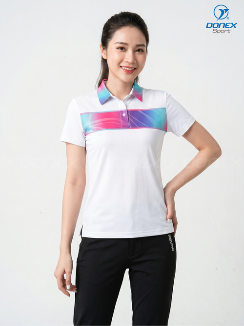 Áo thể thao nữ AC-3858-01-19 Trắng phối xanh ngọc